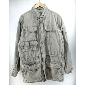 Vintage Orvis Fishing Jacket 18 Pocket Large Around The World 100%‎ Cotton Gray